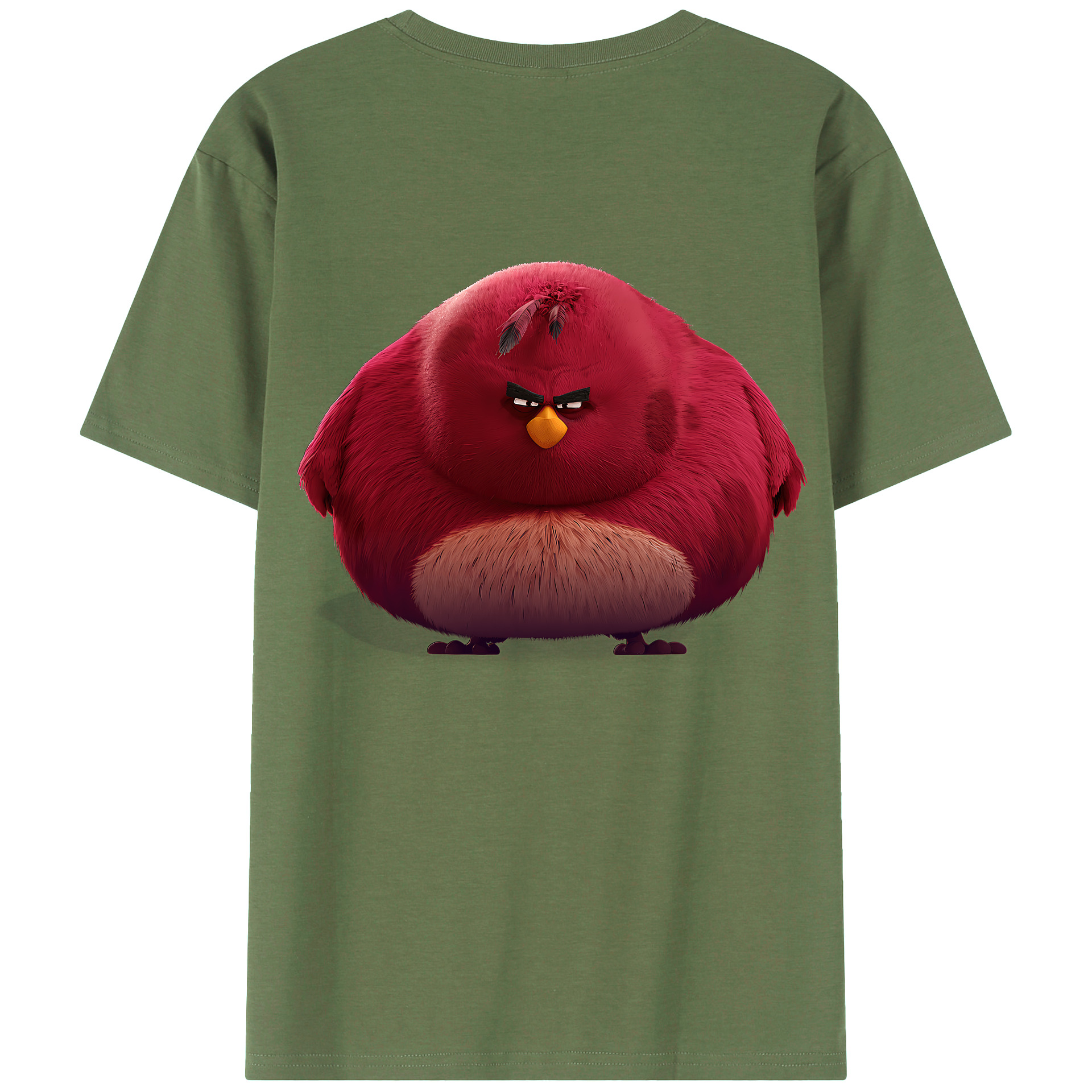 （画像用） Angry Birds アングリーバード 綿100％ メンズ半袖Tシャツ（バックプリント） 通気性